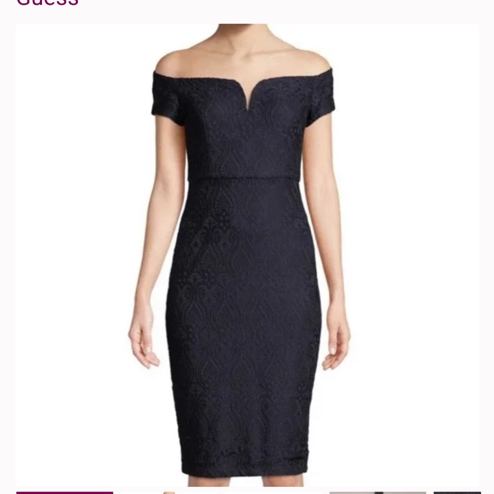 Guess black lace sheath midi dress size 6